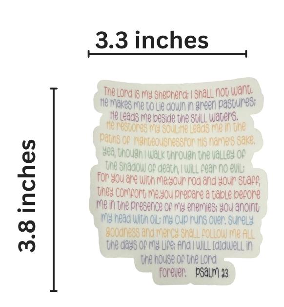 A waterproof Sticker for Psalm 23