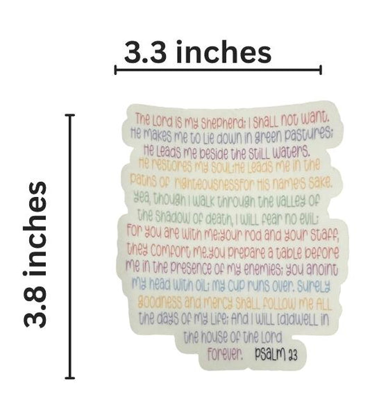 A waterproof Sticker for Psalm 23