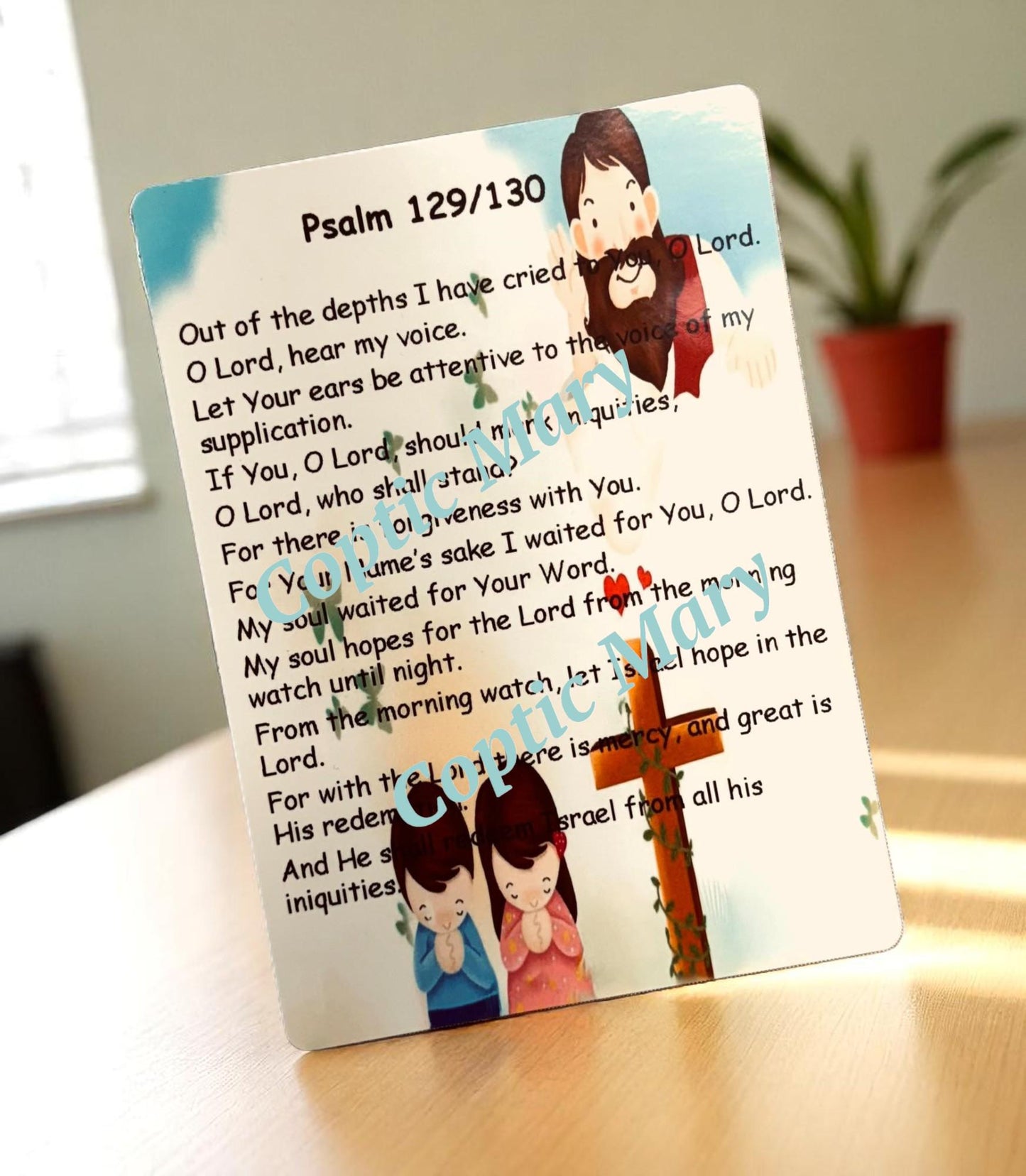 Psalm 130 ( NKJV )Laminated card for kids