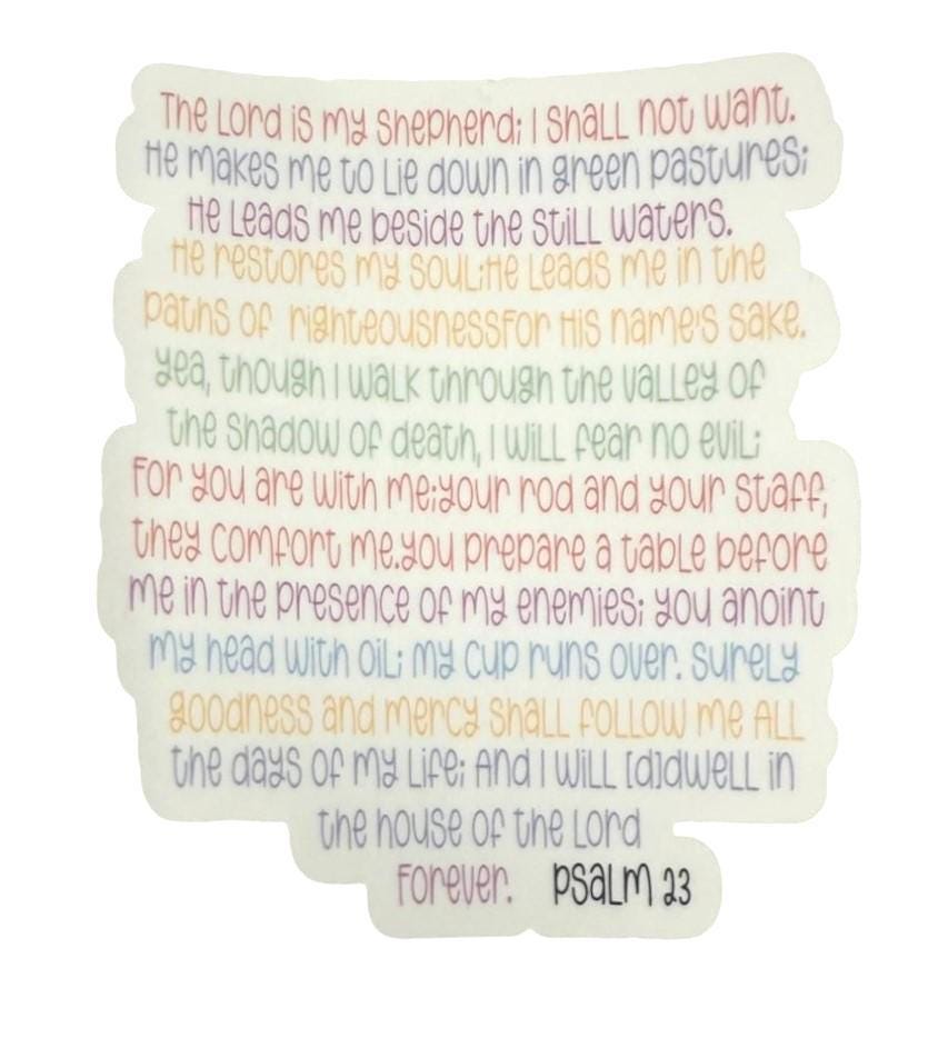A waterproof Sticker for Psalm 23
