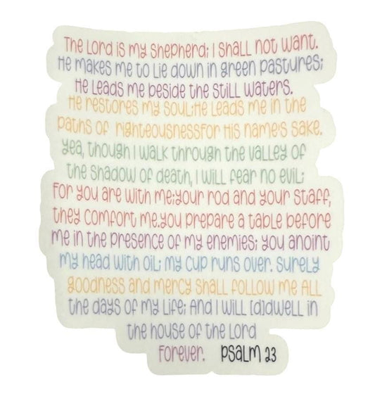 A waterproof Sticker for Psalm 23