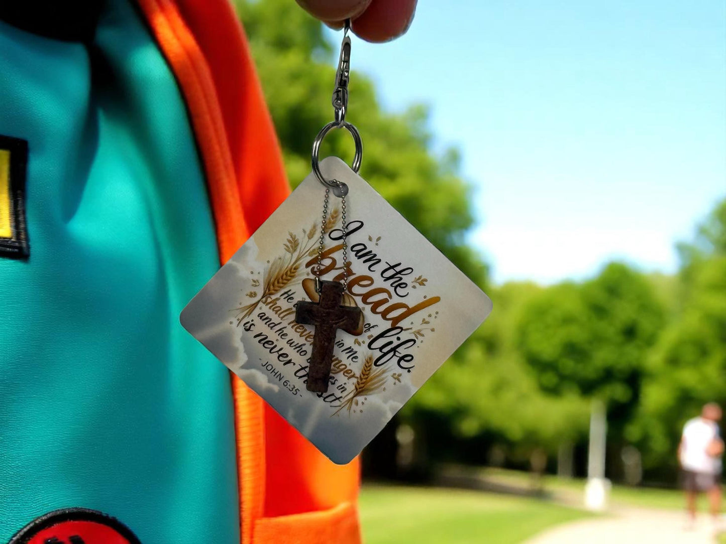 Bread of Life Double-Sided Christian Keychain | Personalized Coptic Bread Design | John 6:35 Scripture Gift
