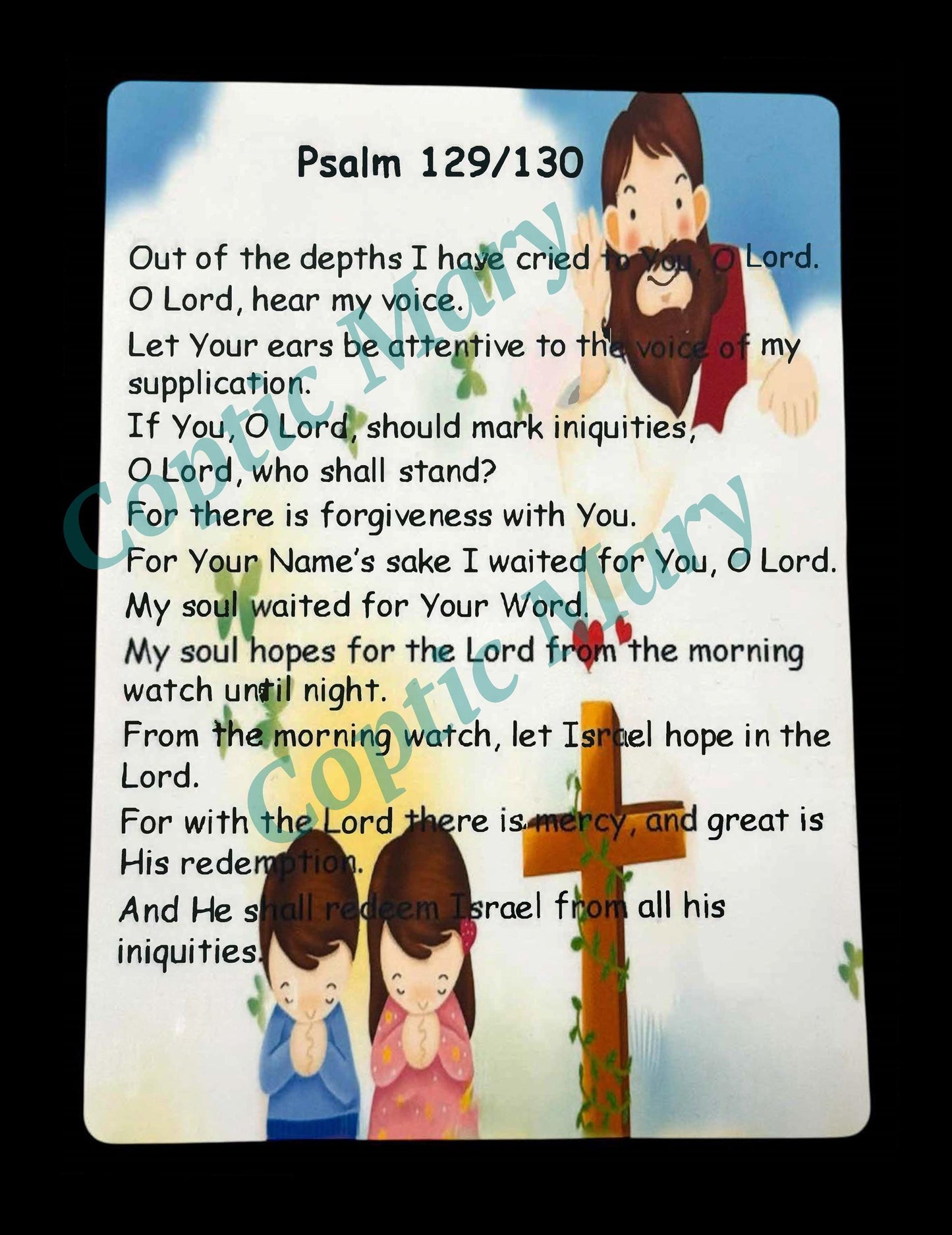 Psalm 130 ( NKJV )Laminated card for kids