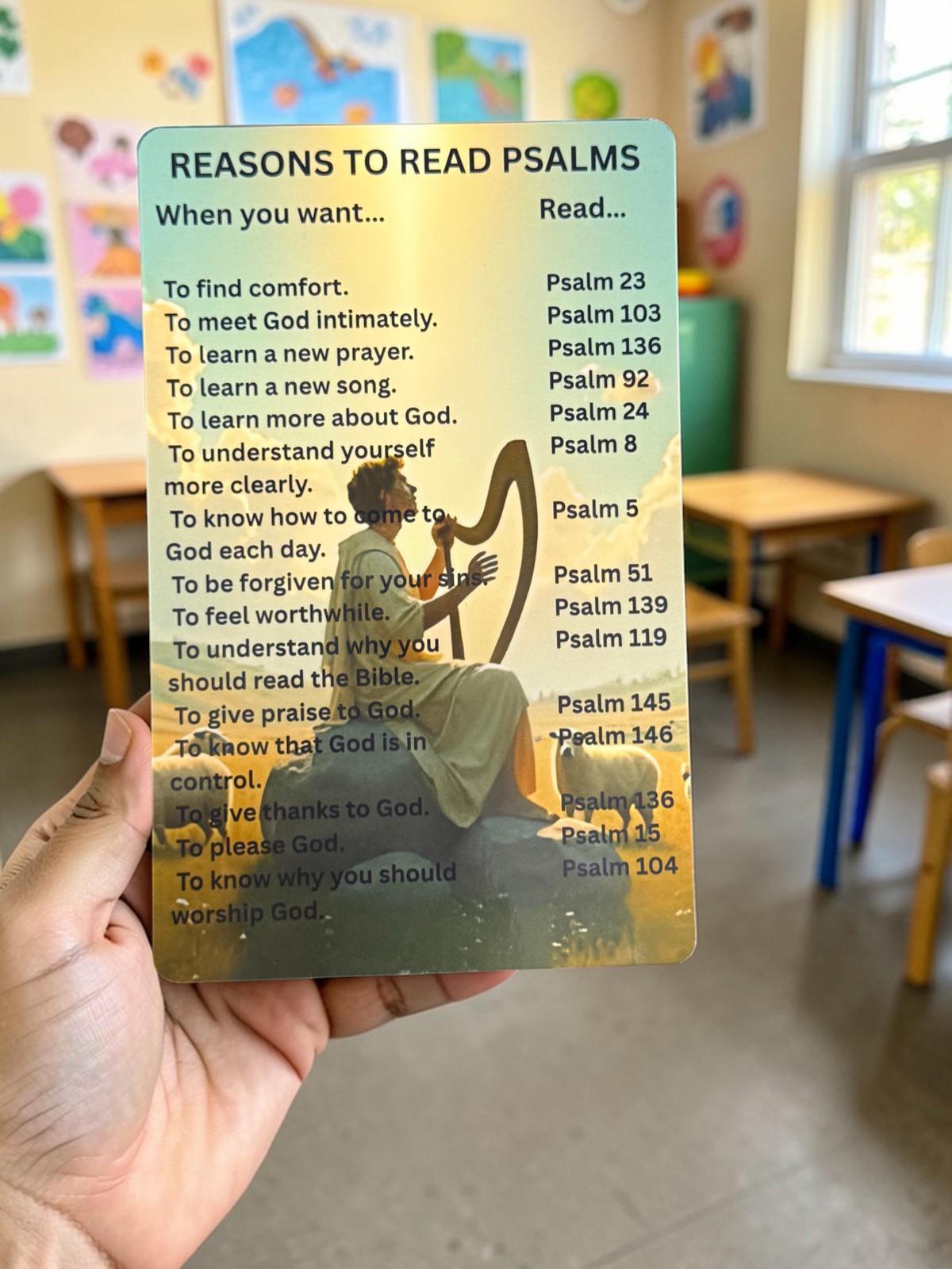 Reasons to read Psalms- Laminated Card in different sizes