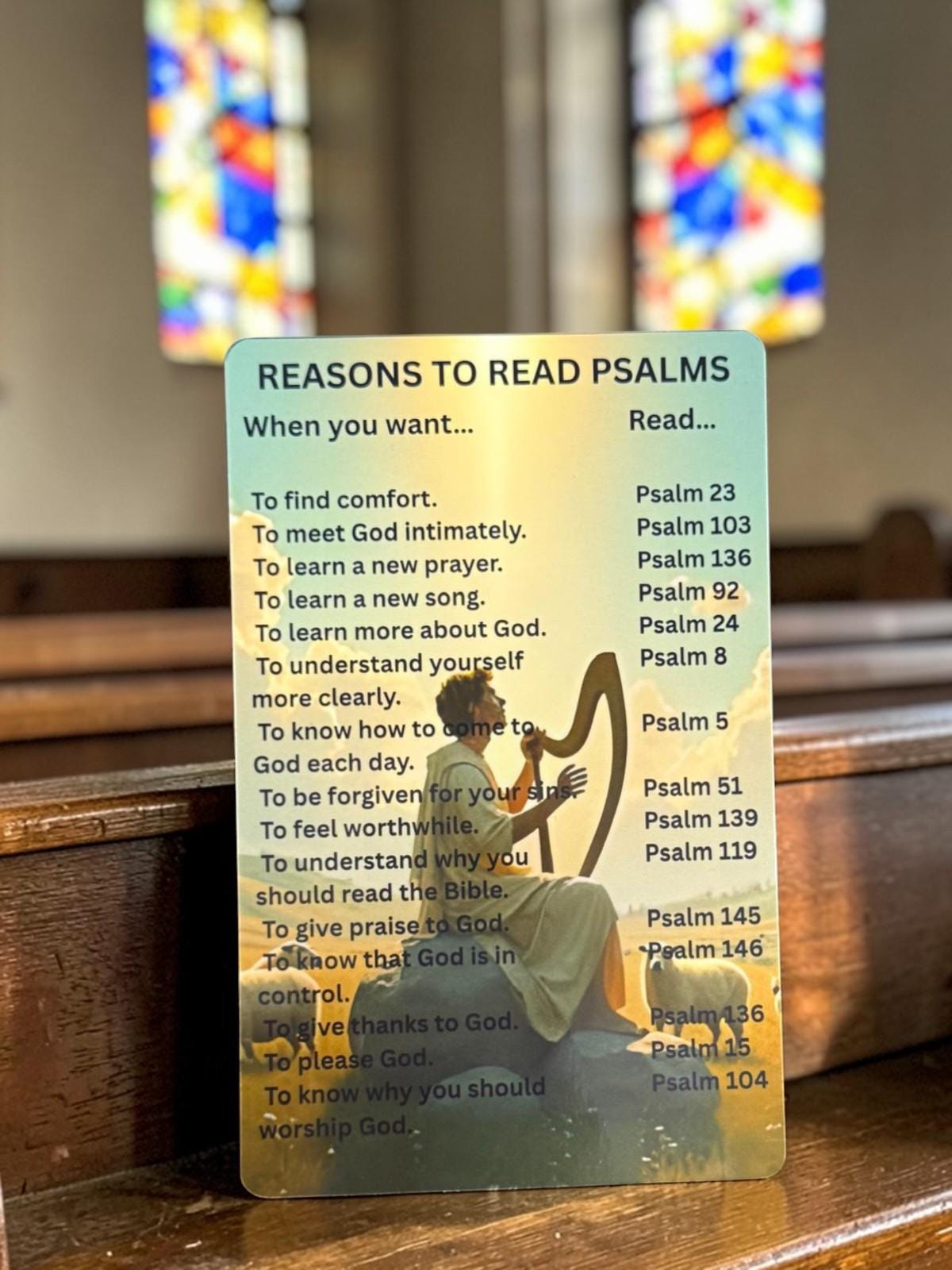 Reasons to read Psalms- Laminated Card in different sizes