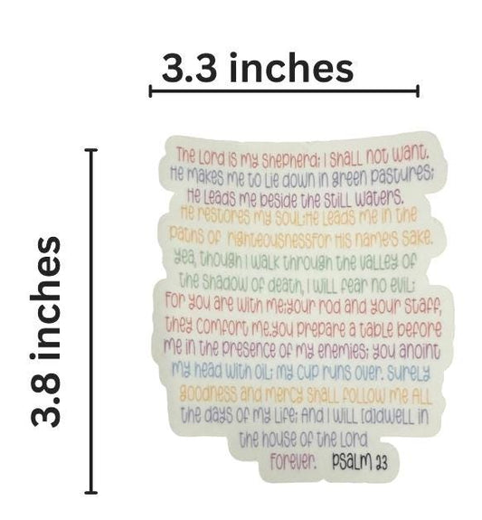 A waterproof Sticker for Psalm 23