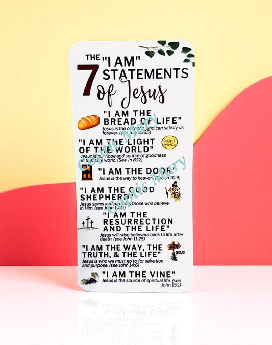 The 7 " I AM" Statments of Jesus Laminated Card English/ Spanish option