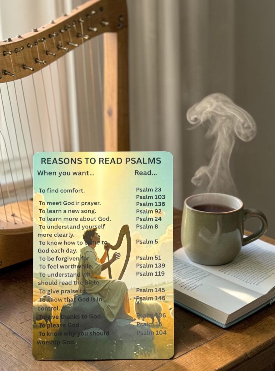 Reasons to read Psalms- Laminated Card in different sizes