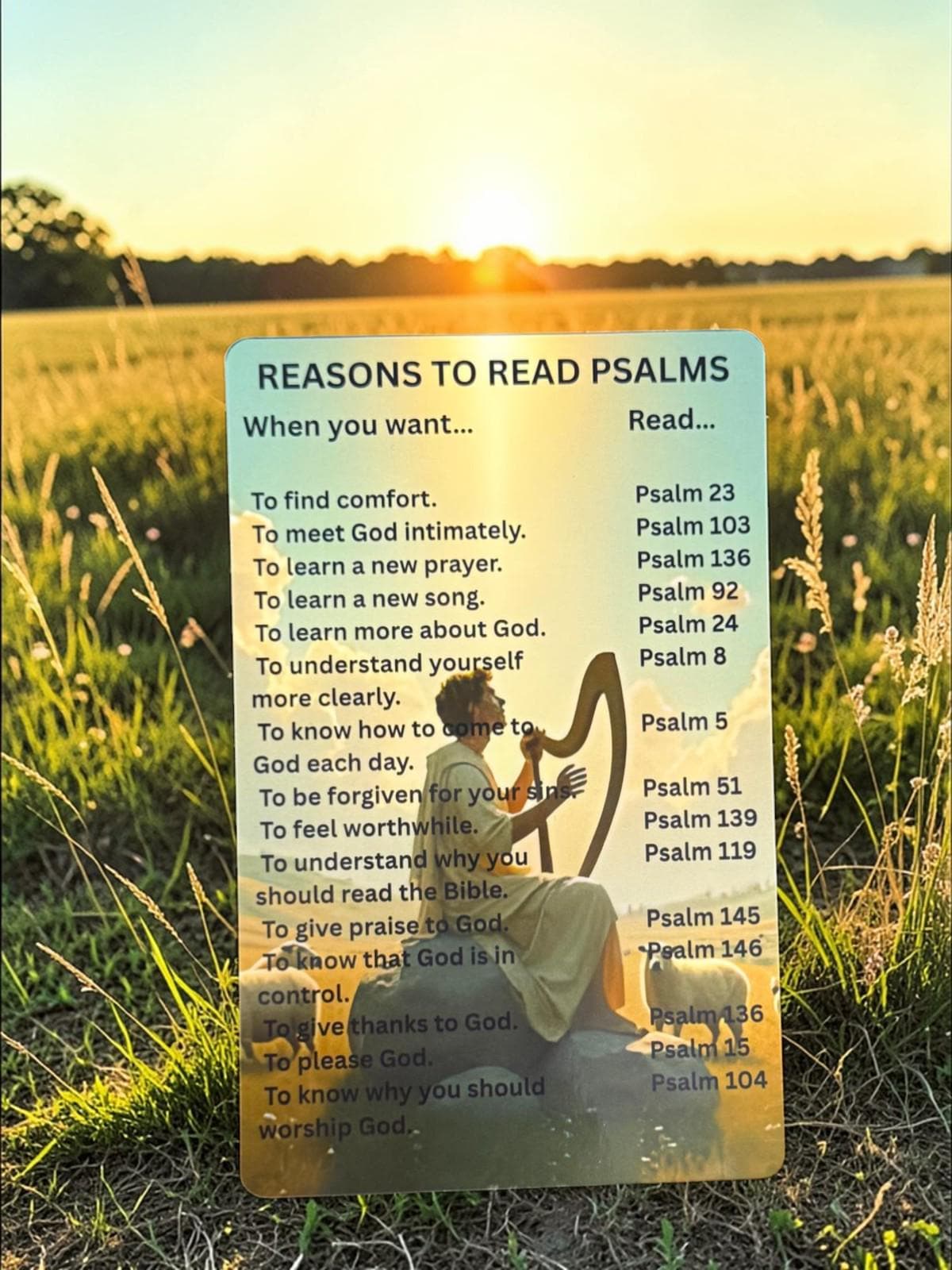 Reasons to read Psalms- Laminated Card in different sizes